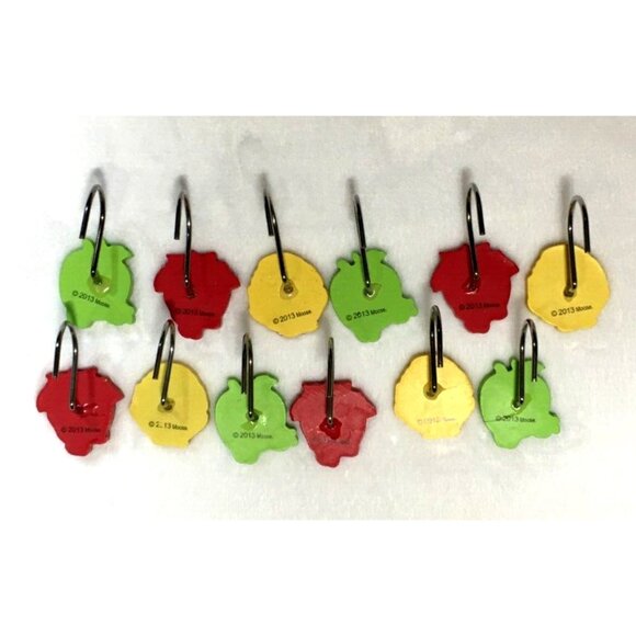 SHOPKINS Kids Shower Curtain Hooks Set of 12 Bath Decor Red Green Yellow - Picture 5 of 6